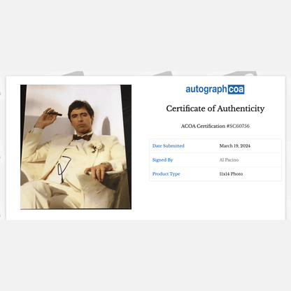 AL PACINO autograph ACOA signed 11x14 photography THE GODFATHER 11x14