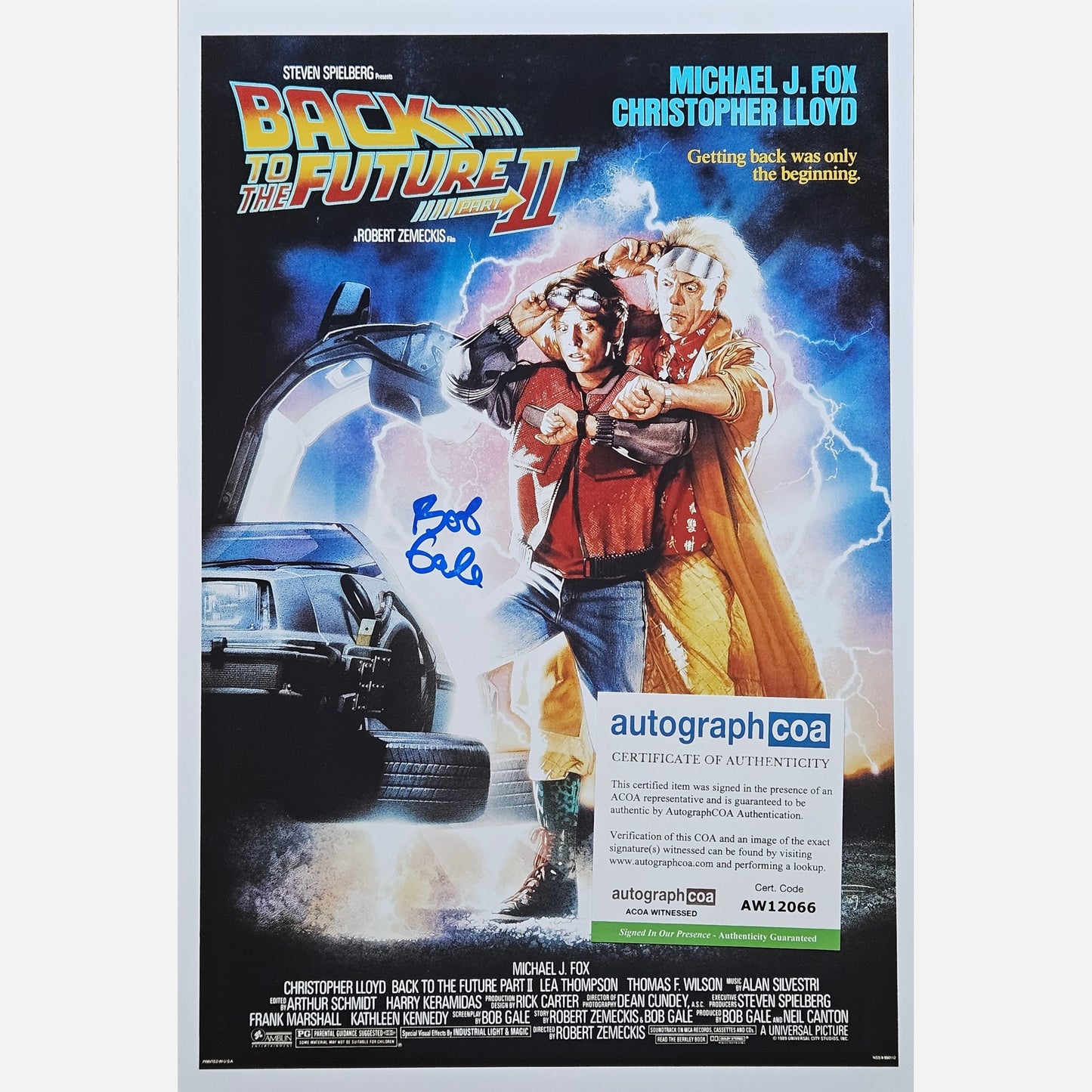 BOB GALE autograph ACOA signed 12x18 poster BACK TO THE FUTURE