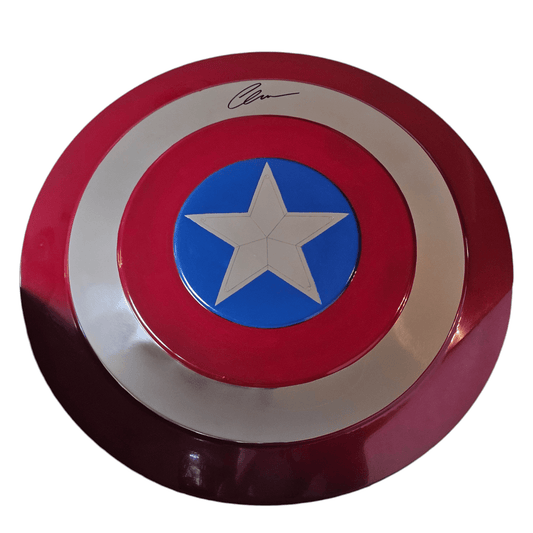 CHRIS EVANS autograph SWAU & ACOA signed "Captain America" Marvel Full-Size Metal Shield Memorabilia