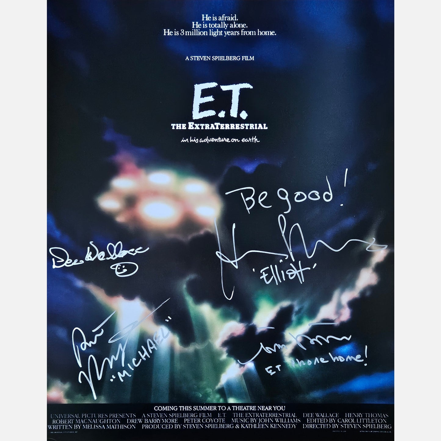 HENRY THOMAS, DEE WALLACE & 2 MORE autographs ACOA signed ET poster 16x20