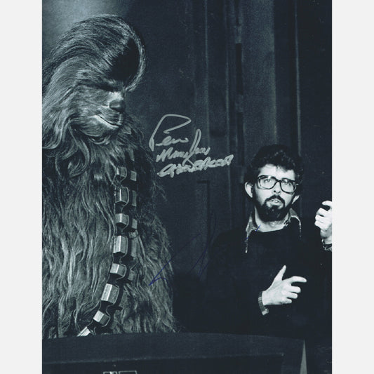 GEORGE LUCAS AND PETER MAYHEW autograph ACOA signed 11x14 photography STAR WARS 11X14
