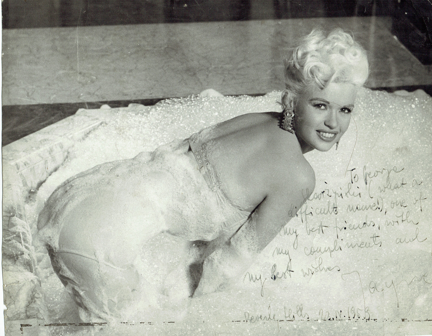 JAYNE MANSFIELD autograph ACOA signed 7x9 vintage photography