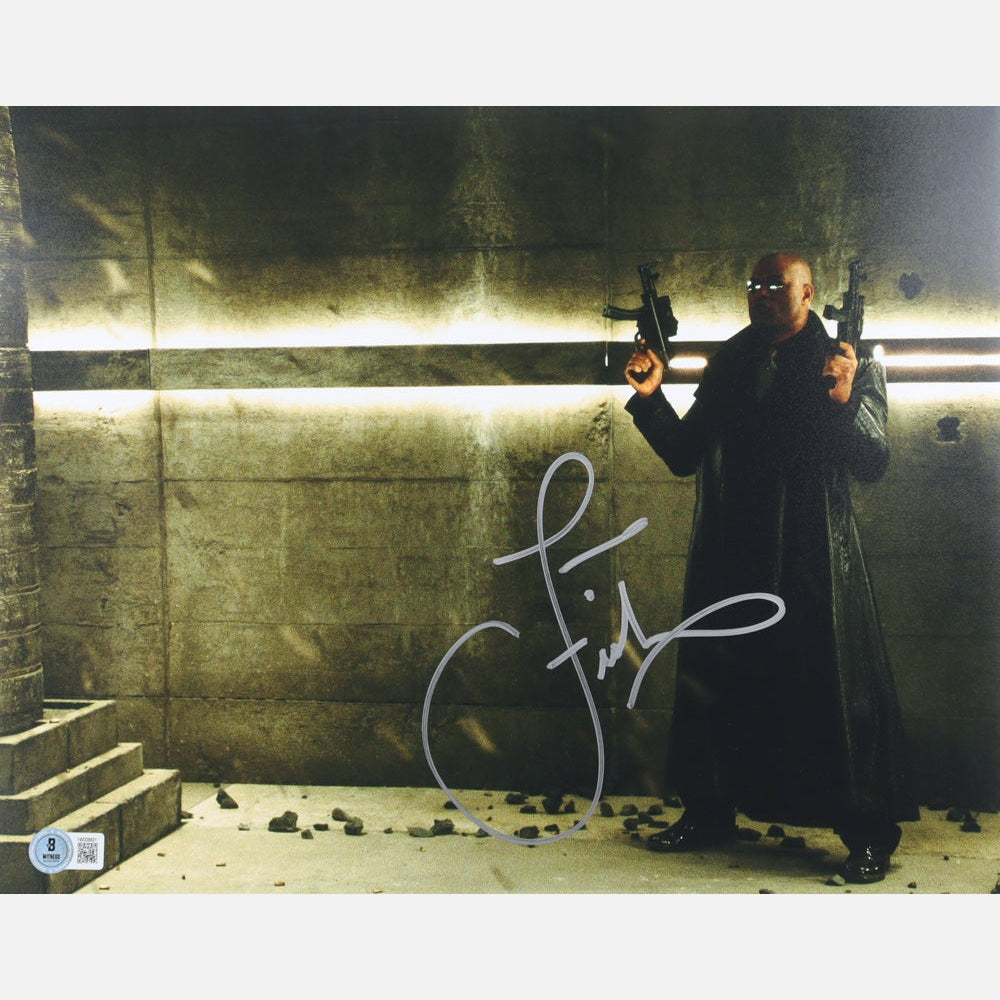 LAURENCE FISHBURNE autograph BECKETT signed 11x14 photography MATRIX 11x14