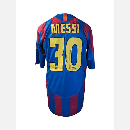 LIONEL MESSI signed soccer jersey BECKETT & ACOA certificates FC Barcelona Jersey