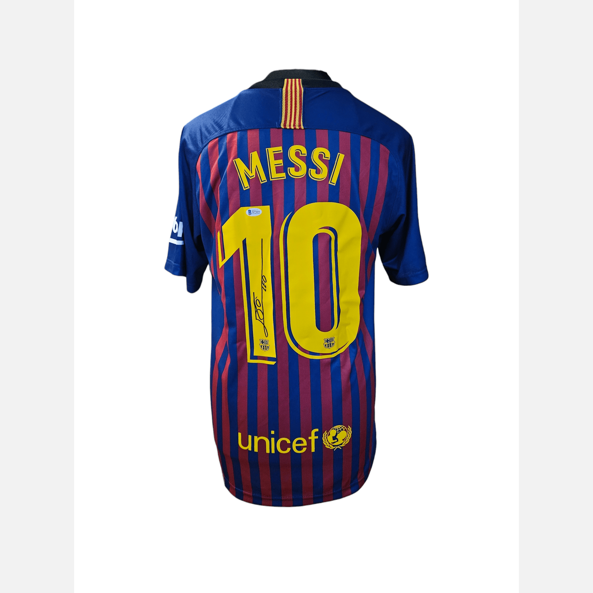 LIONEL MESSI signed soccer jersey BECKETT & ACOA certificates FC Barcelona Jersey