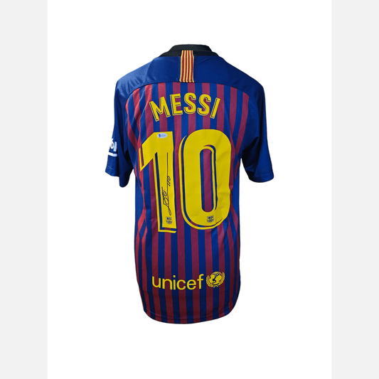 LIONEL MESSI signed soccer jersey BECKETT & ACOA certificates FC Barcelona Jersey