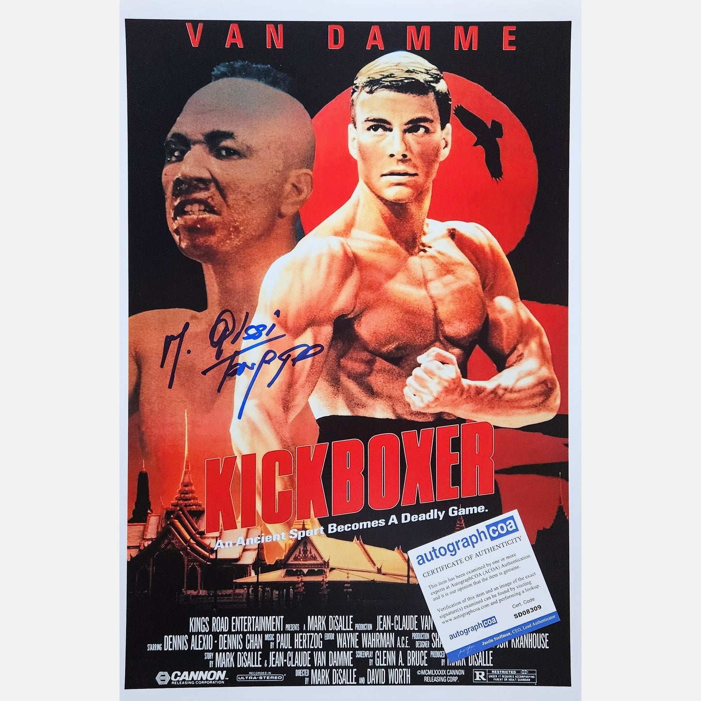 MICHEL QISSI autograph ACOA signed poster 12x18 KICKBOXER