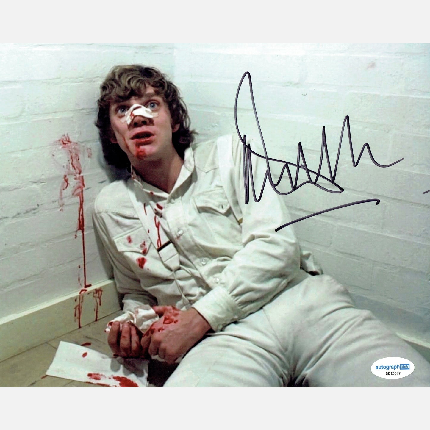 MALCOLM McDOWELL autograph ACOA signed 8x10 photography A Clockwork Orange