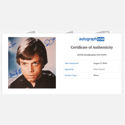 MARK HAMILL autograph ACOA signed 8x10 photography STAR WARS