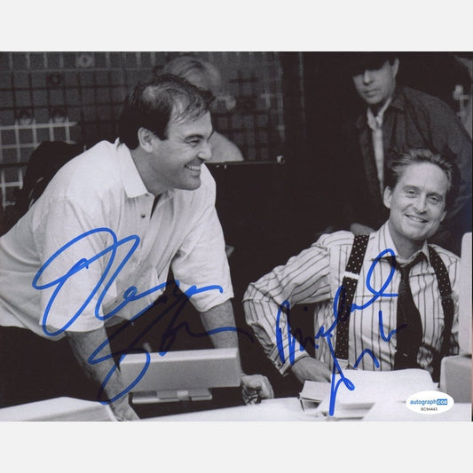 MICHAEL DOUGLAS & OLIVER STONE autograph ACOA signed 8x10 photography WALLSTREET