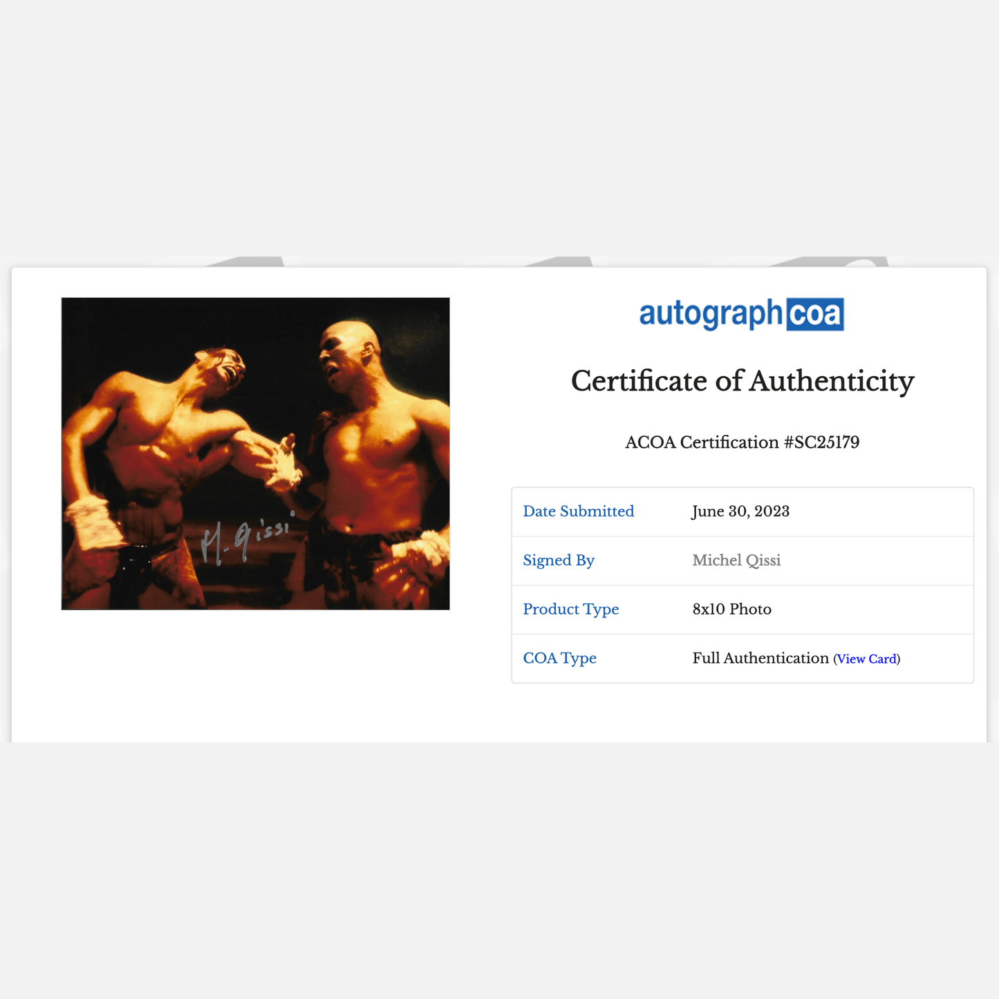 MICHEL QISSI autograph ACOA signed 8x10 photography BLOODSPORT