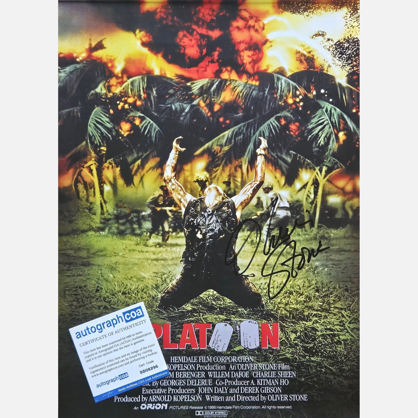 OLIVER STONE autograph ACOA signed poster 12x17 PLATOON