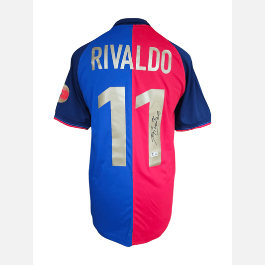 RIVALDO signed soccer jersey BECKETT certificate FC Barcelona Jersey
