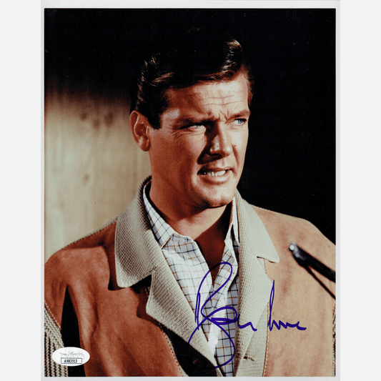 ROGER MOORE autograph JSA signed 8x10 photography JAMES BOND 007 8x10