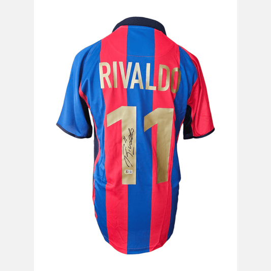 RIVALDO signed soccer jersey BECKETT certificate FC Barcelona