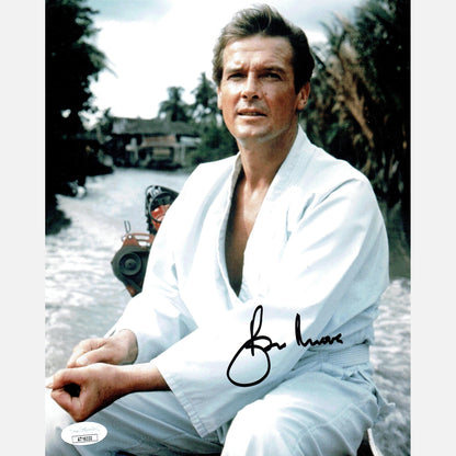 ROGER MOORE autograph JSA signed 8x10 photography JAMES BOND 007