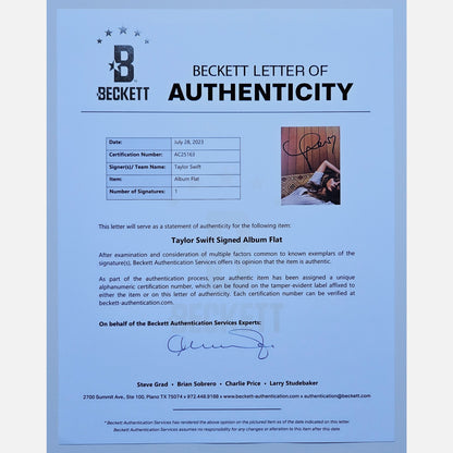 TAYLOR SWIFT Autogramm BECKETT LOA signierte Vinyl-LP-Beilage