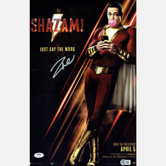 ZACHARY LEVI autograph PSA & BECKETT signed 11x17 SHAZAM poster MARVEL